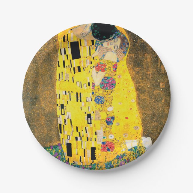 The Kiss by Gustav Klimt Paper Plate (Front)