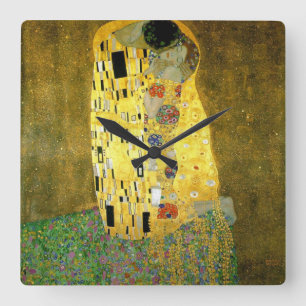 The Kiss by Gustav Klimt Square Wall Clock
