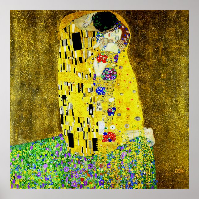 The Kiss by Gustav Klimt,symbolist painter,art Poster (Front)
