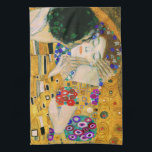 The Kiss by Gustav Klimt Tea Towel<br><div class="desc">The Kiss by Gustav Klimt Gustav Klimt painted the Kiss in 1907. It depicts a couple surrounded by a gold blanket and ornaments sharing a moment of shear passion - the perfect kiss. Gustav Klimt (1862-1918) is one of the most innovative and controversial artists of the early twentieth century. Influenced...</div>