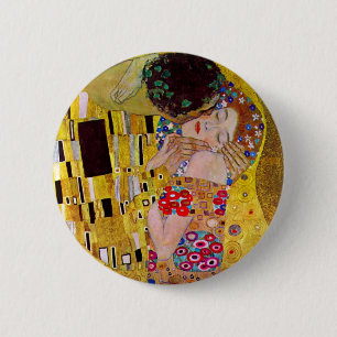 The Kiss by Gustav Klimt, Vintage Art Nouveau 6 Cm Round Badge