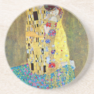 The Kiss by Gustav Klimt, Vintage Art Nouveau Coaster