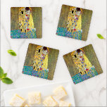 The Kiss by Gustav Klimt, Vintage Art Nouveau Coaster Set<br><div class="desc">The Kiss (Der Kuss) (1907/08) by Gustav Klimt is probably his most famous work. Klimt began work on it in 1907 and it is the highpoint of his so-called 'Golden Period'. The Kiss is a vintage Victorian Era Symbolism fine art love and romance painting featuring a romantic couple in various...</div>