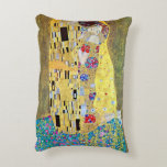 The Kiss by Gustav Klimt, Vintage Art Nouveau Decorative Cushion<br><div class="desc">The Kiss (Der Kuss) (1907/08) by Gustav Klimt is probably his most famous work. Klimt began work on it in 1907 and it is the highpoint of his so-called 'Golden Period'. The Kiss is a vintage Victorian Era Symbolism fine art love and romance painting featuring a romantic couple in various...</div>