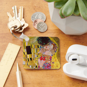 The Kiss by Gustav Klimt, Vintage Art Nouveau Key Ring