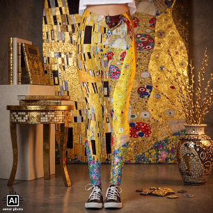The Kiss by Gustav Klimt, Vintage Art Nouveau Leggings