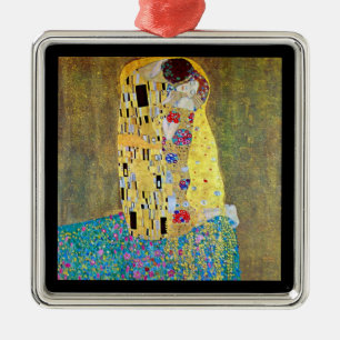 The Kiss by Gustav Klimt, Vintage Art Nouveau Metal Tree Decoration