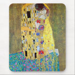 The Kiss by Gustav Klimt, Vintage Art Nouveau Mouse Mat<br><div class="desc">The Kiss (Der Kuss) (1907/08) by Gustav Klimt is probably his most famous work. Klimt began work on it in 1907 and it is the highpoint of his so-called 'Golden Period'. The Kiss is a vintage Victorian Era Symbolism fine art love and romance painting featuring a romantic couple in various...</div>