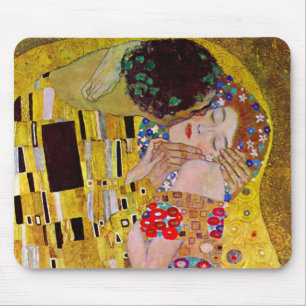 The Kiss by Gustav Klimt, Vintage Art Nouveau Mouse Mat