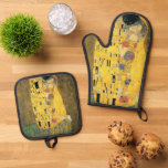 The Kiss by Gustav Klimt, Vintage Art Nouveau Oven Mitt & Pot Holder Set<br><div class="desc">The Kiss (Der Kuss) (1907/08) by Gustav Klimt is probably his most famous work. Klimt began work on it in 1907 and it is the highpoint of his so-called 'Golden Period'. The Kiss is a vintage Victorian Era Symbolism fine art love and romance painting featuring a romantic couple in various...</div>