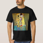 The Kiss by Gustav Klimt, Vintage Art Nouveau T-Shirt<br><div class="desc">The Kiss (Der Kuss) (1907/08) by Gustav Klimt is probably his most famous work. Klimt began work on it in 1907 and it is the highpoint of his so-called 'Golden Period'. The Kiss is a vintage Victorian Era Symbolism fine art love and romance painting featuring a romantic couple in various...</div>