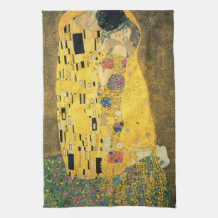 The Kiss by Gustav Klimt, Vintage Art Nouveau Tea Towel