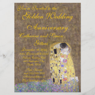 The Kiss by Klimt Golden Wedding Anniversary Invit Invitation