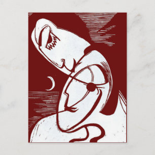 The Kiss By Moonlight and Ocean Postcard