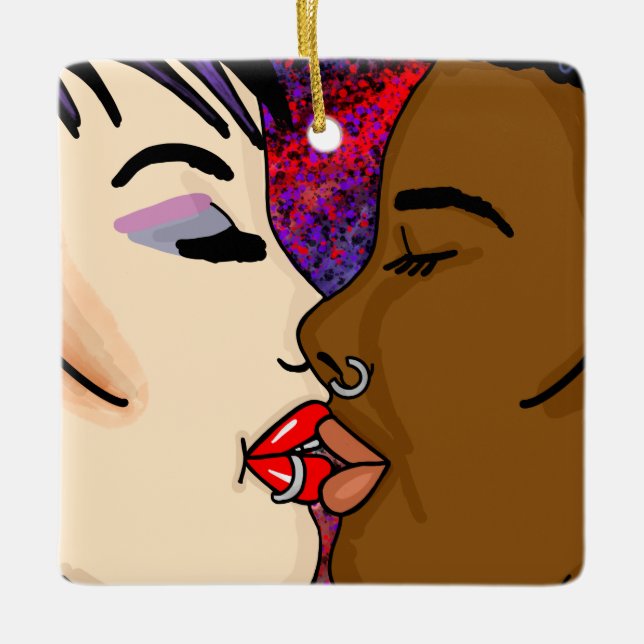 The Kiss | Christmas  Ceramic Ornament (Front)