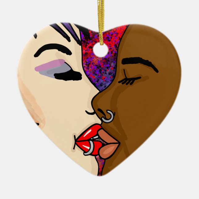 The Kiss | Christmas Ceramic Tree Decoration (Front)