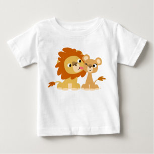 The Kiss: Cute Cartoon Lion Couple Baby T-shirt
