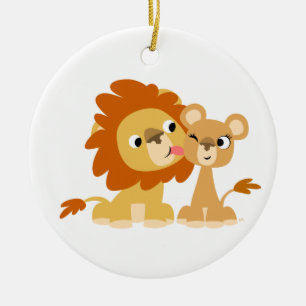 The Kiss: Cute Cartoon Lion Couple Ornament