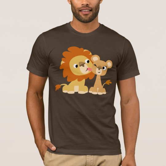 The Kiss: Cute Cartoon Lion Couple T-shirt