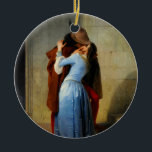 The Kiss Francesco Hayez Ceramic Tree Decoration<br><div class="desc">Ornament featuring the Italian painting The Kiss (1859). Also known as Il Bacio,  a couple embraces each other in a romantic kiss. Hayez uses symbolism to secretly express the alliance between France and Italy. A wonderful gift for lovers of Italian Romanticism.</div>