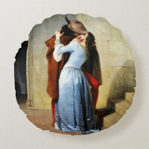 The Kiss - Francesco Hayez Il Bacio Round Cushion