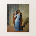 The Kiss Francesco Hayez Jigsaw Puzzle<br><div class="desc">Puzzle featuring the Italian painting The Kiss (1859). Also known as Il Bacio,  a couple embraces each other in a romantic kiss. Hayez uses symbolism to secretly express the alliance between France and Italy. A wonderful gift for lovers of Italian Romanticism.</div>