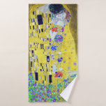 The Kiss, Gustav Klimt Bath Towel<br><div class="desc">Gustav Klimt (July 14, 1862 – February 6, 1918) was an Austrian symbolist painter and one of the most prominent members of the Vienna Secession movement. Klimt is noted for his paintings, murals, sketches, and other objets d'art. In addition to his figurative works, which include allegories and portraits, he painted...</div>