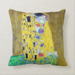 The Kiss, Gustav Klimt Cushion<br><div class="desc">Gustav Klimt (July 14, 1862 – February 6, 1918) was an Austrian symbolist painter and one of the most prominent members of the Vienna Secession movement. Klimt is noted for his paintings, murals, sketches, and other objets d'art. In addition to his figurative works, which include allegories and portraits, he painted...</div>
