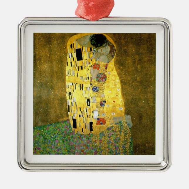 The Kiss ~ Gustav Klimt Metal Tree Decoration (Front)