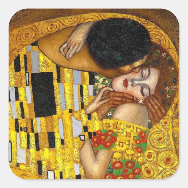 The Kiss Gustav Klimt Square Sticker (Front)