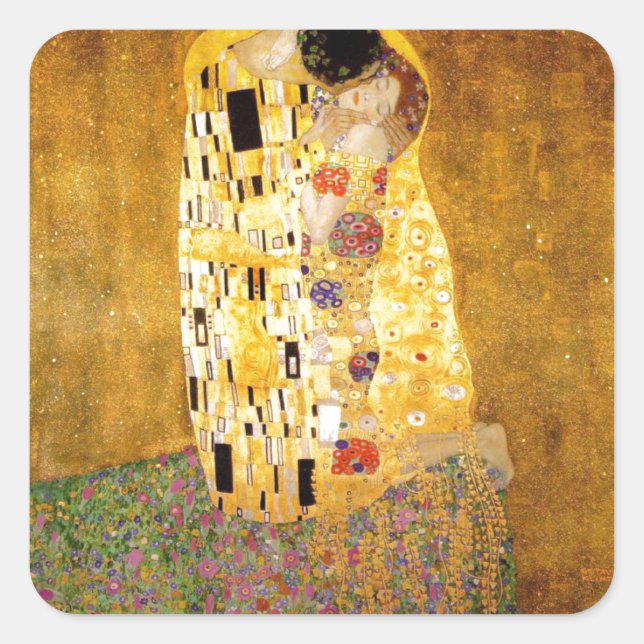 The Kiss Gustav Klimt Square Sticker (Front)