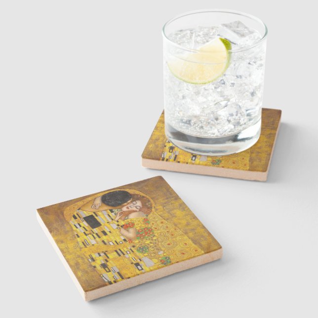  the Kiss - Gustav Klimt  Stone Coaster (Side)