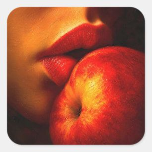 The Kiss of Nectarine – An Intimate Portrait Square Sticker