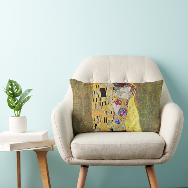 The Kiss (original Der Kuss) by Gustav Klimt Lumbar Cushion (Chair)