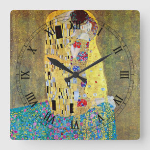The Kiss (original Der Kuss) by Gustav Klimt Square Wall Clock