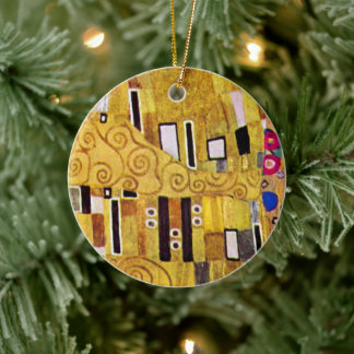 The Kiss Pattern by Gustav Klimt, Art Nouveau Ceramic Tree Decoration