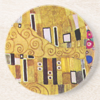 The Kiss Pattern by Gustav Klimt, Art Nouveau Coaster