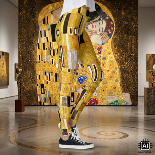 The Kiss Pattern by Gustav Klimt, Art Nouveau Leggings