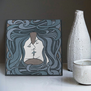 The Kiss Peter Behrens Art Nouveau Art Deco Cerami Tile