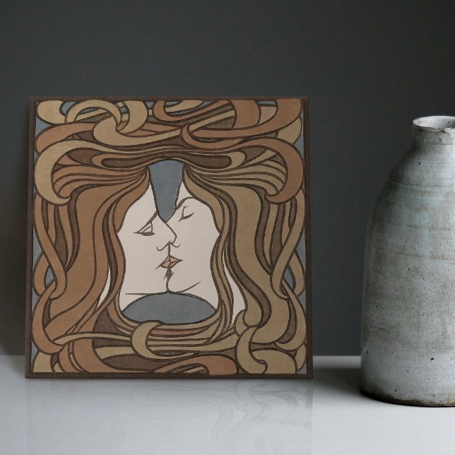 The Kiss Peter Behrens Art Nouveau Art Deco Cerami Tile (Creator Uploaded)