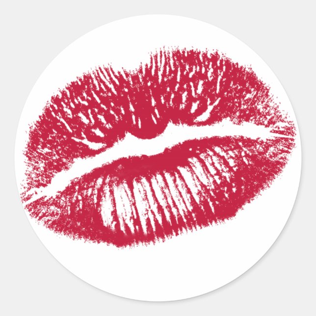 The Kiss, Red Lips Classic Round Sticker (Front)