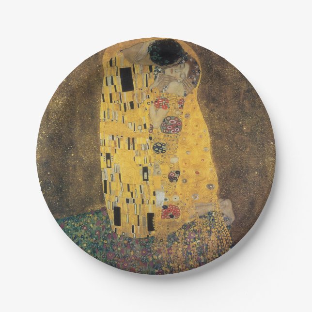 The Kiss, ,reproduction,Gustav Klimt painting,art, Paper Plate (Front)