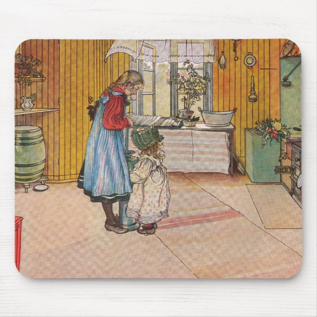 The Kitchen by Carl Larsson Art Print Mouse Mat (Front)