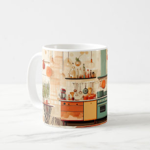 The kitchen features a retro or vintage style   coffee mug