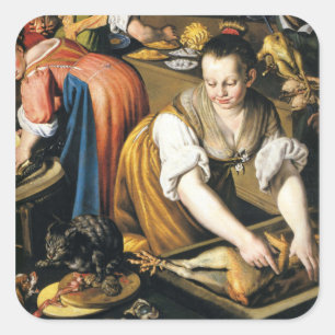 The Kitchen in detail by Vincenzo Campi Square Sticker