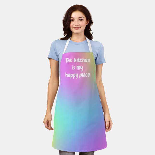 The Kitchen is My Happy Place Colourful Apron (Worn)