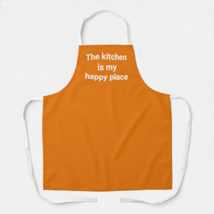 The Kitchen is My Happy Place Orange Apron