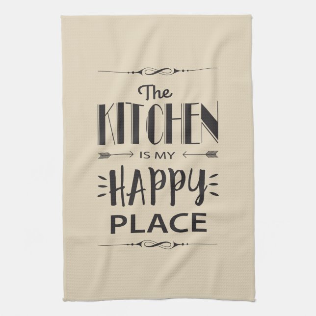 The Kitchen is My Happy Place Tea Towel (Vertical)