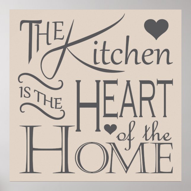 The kitchen is the heart of the home quote design poster (Front)