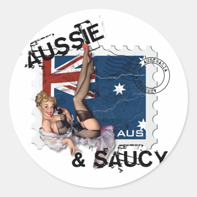 The Kitsch Bitsch : Aussie & Saucy Pin-Up Classic Round Sticker (Front)